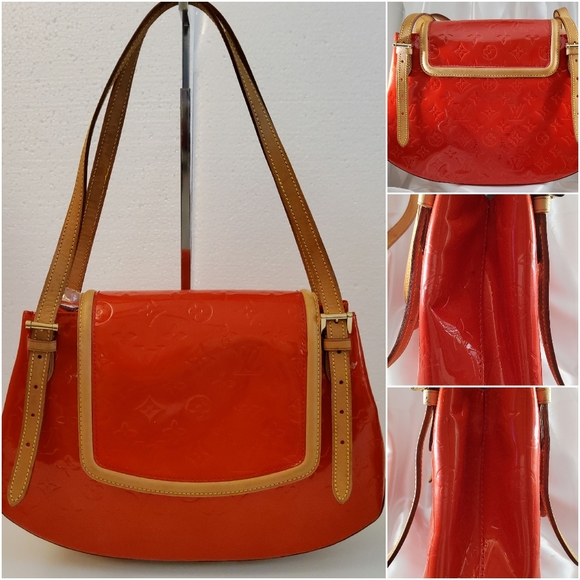 LOUIS VUITTON RED MONOGRAM VERNIS BISCAYNE BAY BAG - Picture 3 of 16